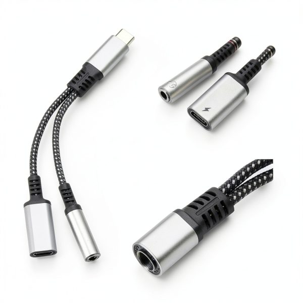USB C to 35mm Adapter 2Pcs Nylon Braided 60W PD Charger-3