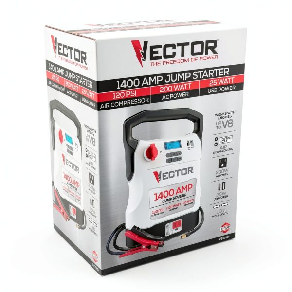 Vector Jump Starter Air Compressor Power Bank 1400 Amp-8