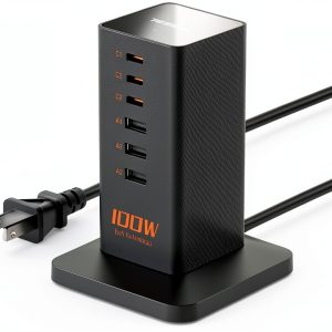 100W PD USB C Charging Station 6 in 1 Desktop Tower-0
