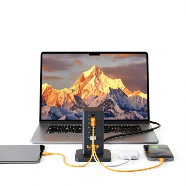 100W PD USB C Charging Station 6 in 1 Desktop Tower-1
