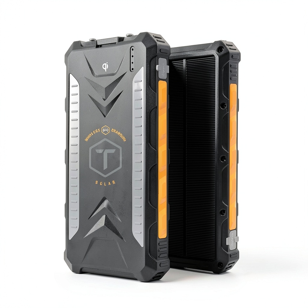 ToughTested power bank showing solar panel and charging ports