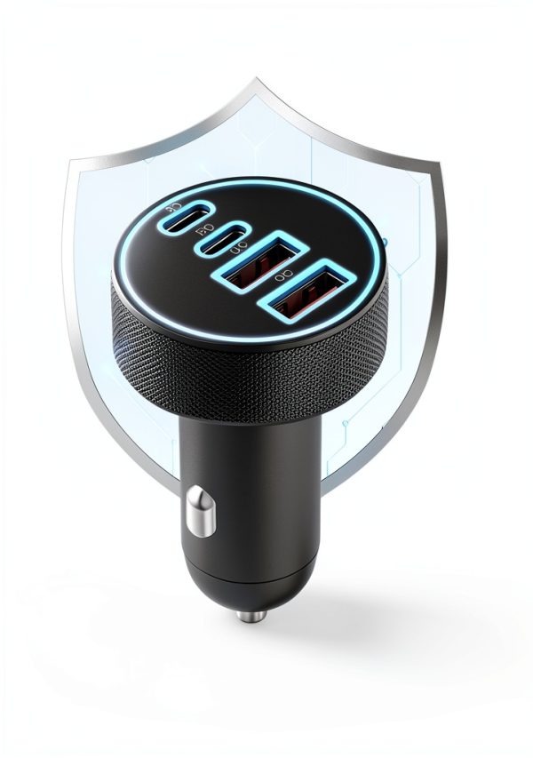Pavo 90W 4 Port USB C Fast Car Charger for Families-6