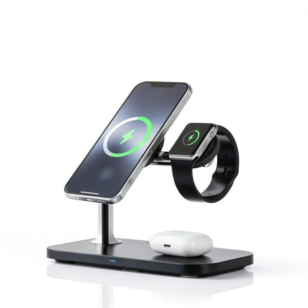 Magnetic Wireless Charger Stand All in One Kit Black White-4