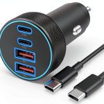 Pavo 90W 4 Port USB C Fast Car Charger for Families-0