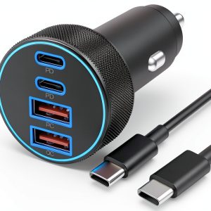 Pavo 90W 4 Port USB C Fast Car Charger for Families-0