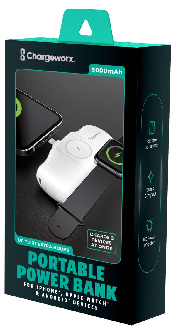 Chargeworx 3-in-1 Portable Charger 5000mAh Wireless Charging-1