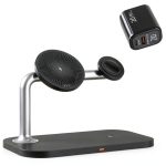 Magnetic Wireless Charger Stand All in One Kit Black White-0