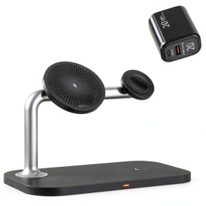 Magnetic Wireless Charger Stand All in One Kit Black White-0