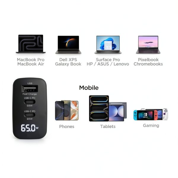 HyperGear 65W GaN Charger Fast Multi Device LCD Display-9