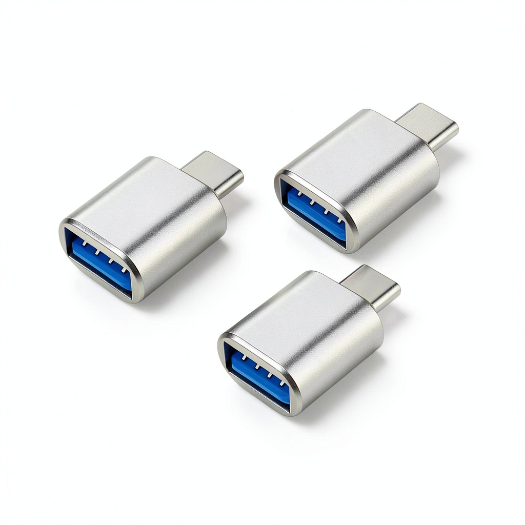 USB A to C adapter connecting a flash drive to a smartphone