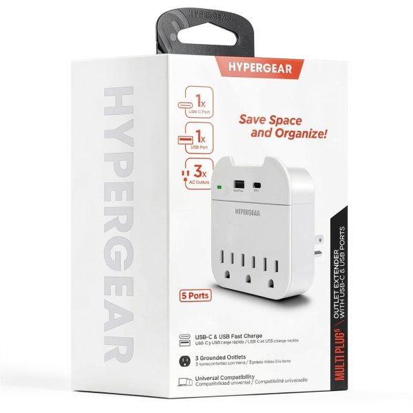 HyperGear Multi Plug Outlet Extender USB Fast Charge Compact-2
